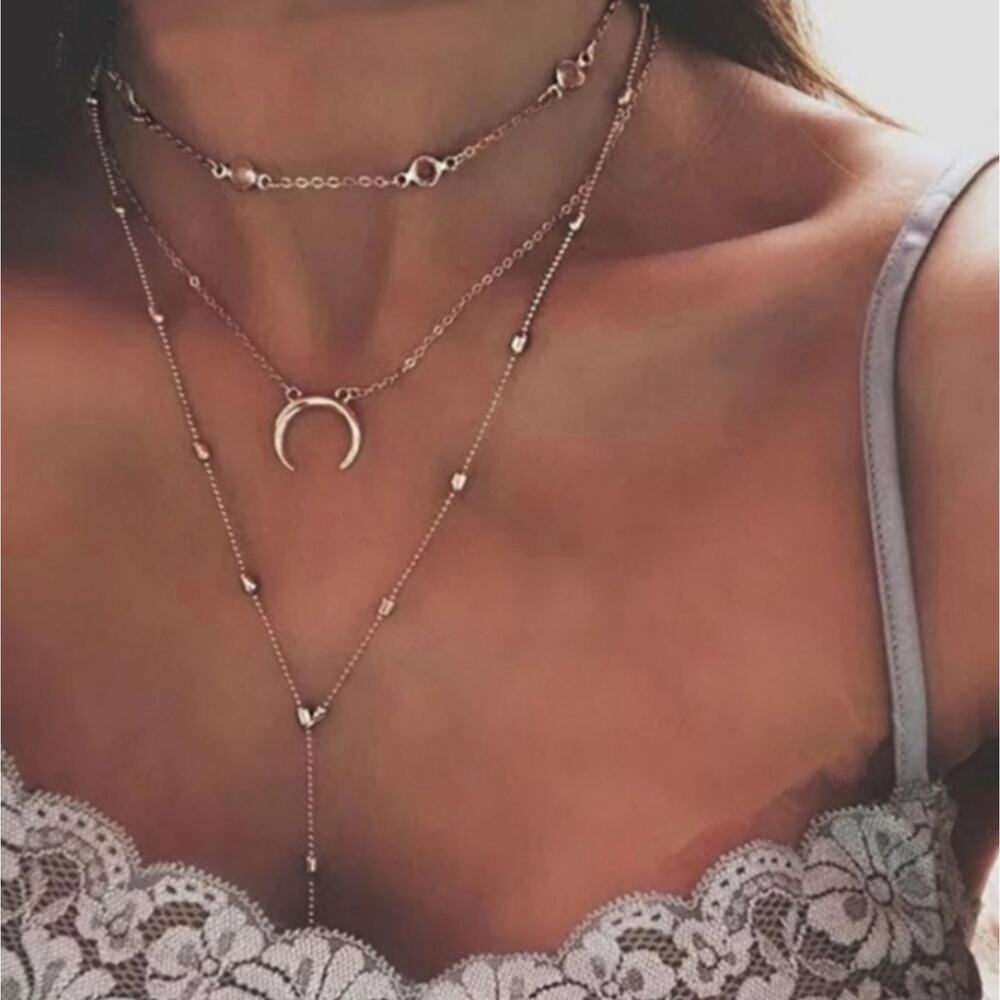 Layered Gold Chain Necklace Dainty Minimalist Double Chain Trendy Everyday Naomi